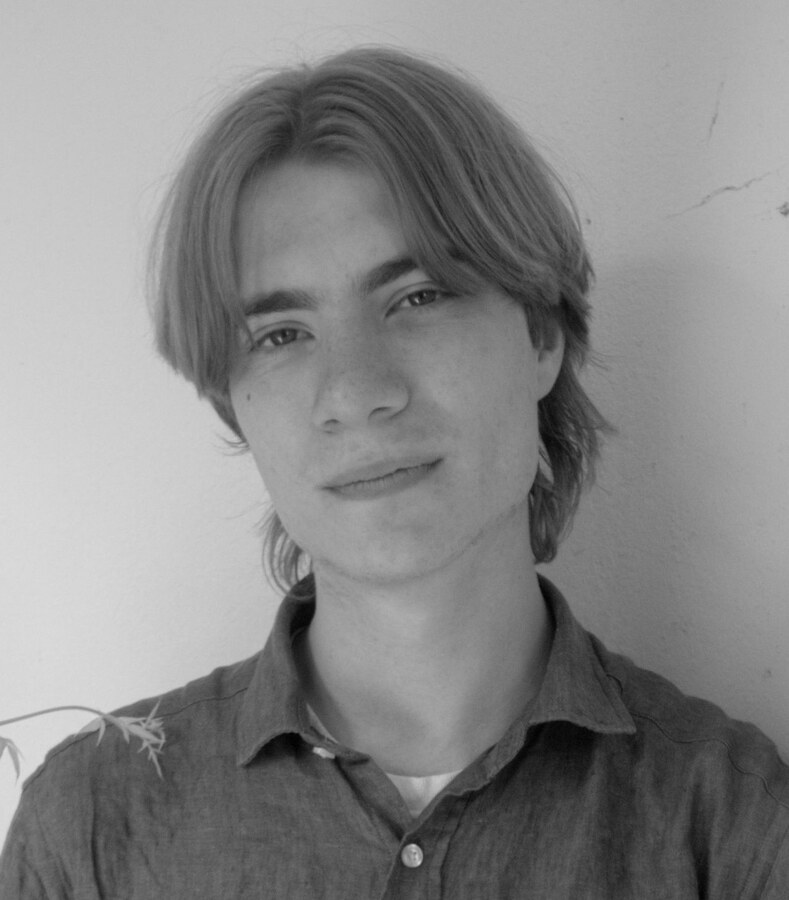 Chris, Happy Garden's saxophonist, black and white portrait